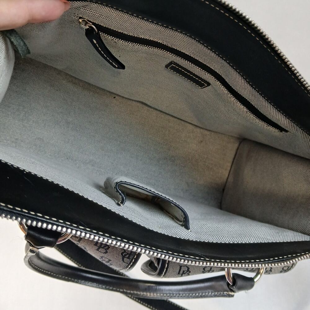 Dooney & Bourke Satchel Bag Womens Gray Black Signature Jacquard Leather EUC - Picture 7 of 15